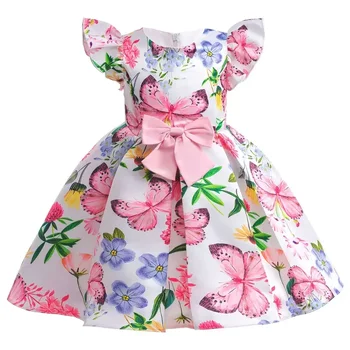 Летние детские платья для девочек, кружевное вечернее платье для девочек без рукавов, модные платья с бантом для девочек в цветочек 2-10 лет