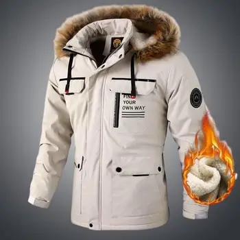 Модные мужские повседневные куртки-ветровки с капюшоном, мужская водонепроницаемая зимняя куртка с мягкой оболочкой, одежда теплого размера Плюс