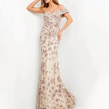 Элегантные длинные вечерние платья с 3D цветами для женщин, кружевное платье-русалка длиной до пола, свадебное платье для торжественных мероприятий 2023