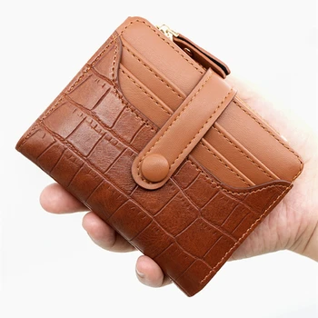 Короткий кошелек с застежкой, защищающий от кражи, из искусственной крокодиловой кожи для мужчин, женская карманная сумка, кошелек с застежкой для карт большой емкости