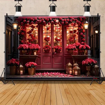 ZHISUXI Фоновые фотографии на День Святого Валентина, реквизит, Стена из цветов розы для влюбленных, фасад свадебного магазина, Фон для фотосессии мечты AL-12