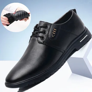 Новая весенне-осенняя деловая мужская повседневная обувь, официальная кожаная обувь на шнуровке, Свадебная обувь, модная обувь, мужская обувь