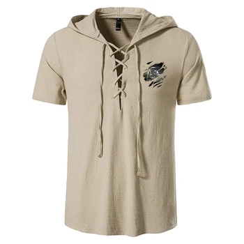 2023 Новая мужская рубашка с коротким рукавом и принтом Glock Perfection Shooting Print, летние Популярные льняные однотонные дышащие топы с капюшоном