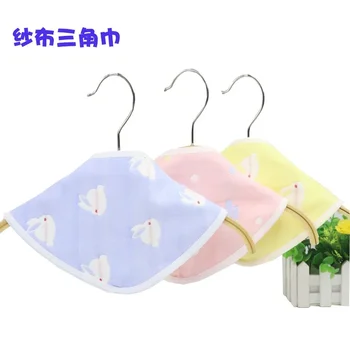 Хлопковое 6-слойное марлевое полотенце для слюны, хлопковое детское треугольное полотенце с двойной пуговицей, нагрудник с двусторонним принтом для детей