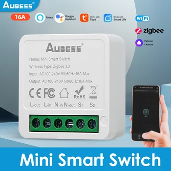 Tuya Zigbee 16A MINI Smart Switch Hub Gateway Поддерживает Двустороннее Управление Приложением Дистанционного Управления Работа С Smart Life Alexa Google Home