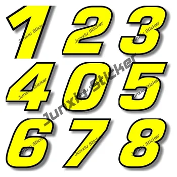 Наклейка с цифрами / буквами Желтая с черной каймой Виниловая наклейка с графическим номером Автомобильные Аксессуары Светоотражающая Виниловая наклейка из ПВХ