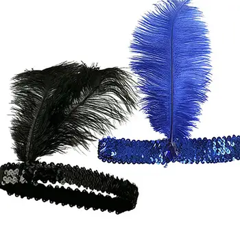 Универсальная повязка на голову с клапанами Изысканный Блестящий модный головной убор из перьев на Хэллоуин