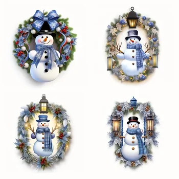 Наклейка на автомобиль 4в1 Теплое зимнее приветствие, Венки в виде снеговика, Рождественские украшения для дверей и окон дома, маскирующие автомобильные аксессуары
