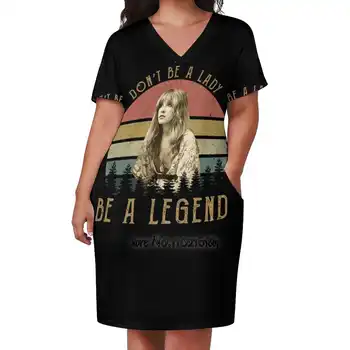Винтажное Легендарное Женское платье Stevie Nicks с V-образным вырезом, Модное Повседневное Платье С Принтом, Высококачественная Юбка С Коротким Рукавом 5Xl Music Vintage