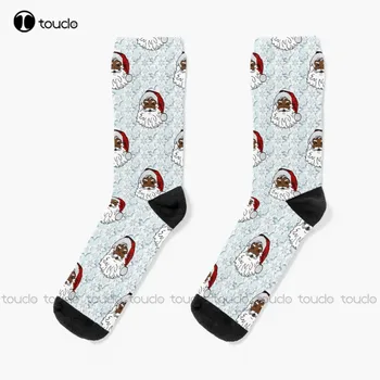Африканские черные Рождественские носки Санта-Клауса с грибами Носки Персонализированные на заказ Унисекс Для взрослых, подростков и молодежи, носки с цифровой печатью 360 °, подарок
