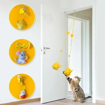 Игрушка для кошек с имитацией мыши-гусеницы, выдвижная, подвесная дверь, Выдвижная, Гусеница, Интерактивная, Забавная, Товары для домашних животных, 2024
