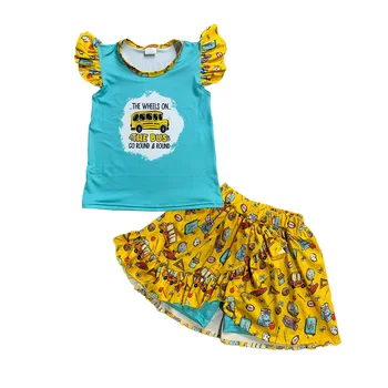 Горячая распродажа, Синяя хлопчатобумажная одежда для маленьких девочек 