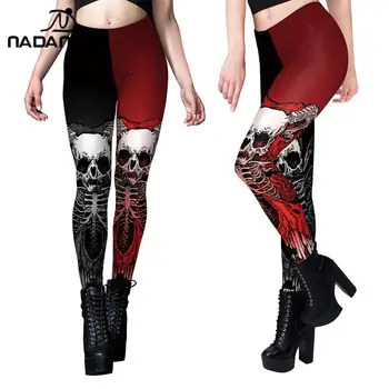 Женские леггинсы с 3D принтом человеческого скелета Nadanbao, узкие брюки, Сексуальные брюки с высокой талией, теплые брюки