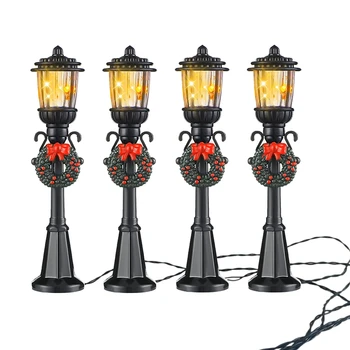 4 шт. Мини Рождественский фонарный столб, лампа для поезда, миниатюрный уличный фонарь, декоративные фонари для кукольного домика 