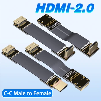 Ленточный FPV Mini HDMI-Совместимый Разъем 2.0 Гибкий Плоский Кабель Raspberry Pi 4 Mini-HDMI Type C-C От мужчины к женщине 90 Градусов FFC