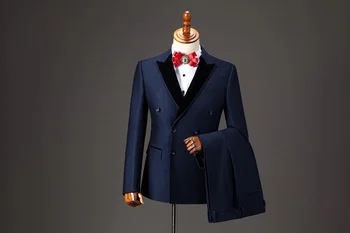 Костюм для мужчин, Новый дизайн, 2 предмета, куртка, брюки, жених, шафер, свадебный комплект для выпускного вечера, приталенный смокинг, костюм Homme