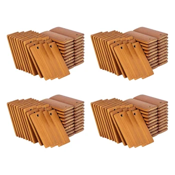 200шт прямоугольных деревянных бирок 45x20 мм для колец для ключей, бамбуковая бирка для ключей из необработанного дерева