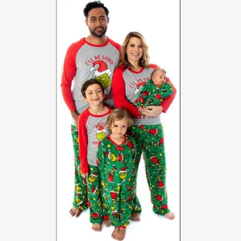 Рождественская домашняя одежда в европейскую и американскую полоску с принтом, Рождественский костюм для родителей и детей, пижамы