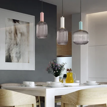 Подвесной светильник из стекла в виде копченой тыквы, кухонный остров в скандинавском стиле, бесплатная комбинация, подвесные светильники для спальни, прикроватные светильники