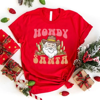 Новая рождественская футболка с принтом Санта-Клауса, мужские и женские модные повседневные топы с коротким рукавом, футболки