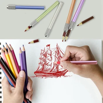 12ШТ Металлический цветной стержень Удлинитель карандаша с одним концом Удлинитель карандаша Гнездо для ручки Удлинитель ручки Пенал для карандашей
