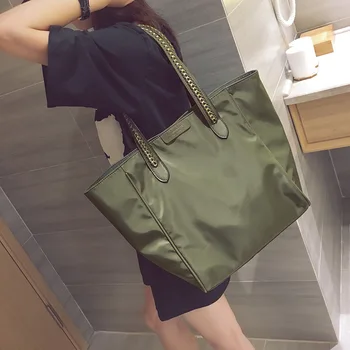 женская сумка, нейлоновая сумка-тоут, модная однотонная сумка на молнии, мягкая сумка через плечо, хозяйственная сумка большой емкости в евро-американском стиле