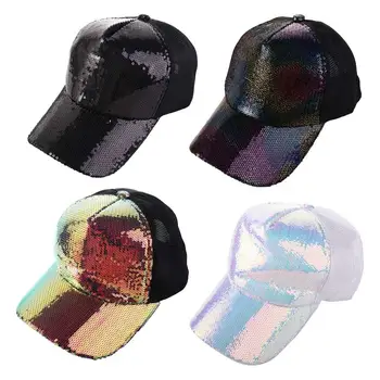 Хип-хоп Регулируемые Полые Изогнутые поля Для мужчин, Корейская Солнцезащитная шляпа с сетчатыми блестками, Спортивные кепки на открытом воздухе, Женская Бейсболка