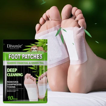 10шт Детоксицирующих подушечек для ног из натурального бамбука, облегчающих детоксикацию ног, Снимающих стресс, улучшающих расслабление во сне, Глубокое очищение