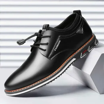 2024 Британская Повседневная Одиночная Обувь, Кожаная Обувь, Официальная Обувь, Новая Мужская Обувь, Кожаная Обувь Из Воловьей Кожи, Мужская Удобная Обувь С Низким верхом