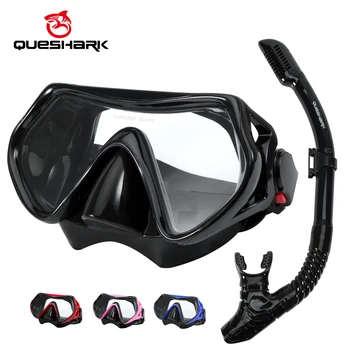 Queshark Professional Для мужчин и женщин, набор масок для подводного плавания, Противотуманные очки с трубкой, очки для подводного плавания, трубка, регулируемый ремень, Снаряжение для плавания