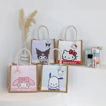 Новая холщовая сумка Kuromi от Sanrio, милая мультяшная сумочка, универсальная сумочка, маленькая свежая сумка через плечо