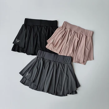 Спортивная юбка, поддельная юбка для бега из двух частей, женская летняя быстросохнущая набедренная повязка, светонепроницаемая дышащая юбка для тенниса, йоги, брюки
