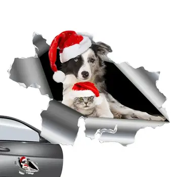 Рождественские наклейки на автомобиль, высококачественные наклейки на экстерьер автомобиля, Забавная магнитная собака, Рождественские украшения, наклейки, Автоаксессуары