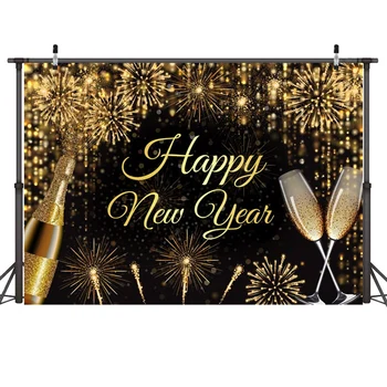 Фоны для фотосъемки на Новый год 2024, украшения для вечеринок, фоны для Дня рождения, фоны из шампанского, Золотые фоны