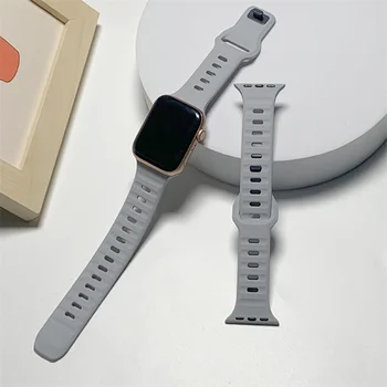 Силиконовый ремешок для Apple Watch Band 44 мм 45 мм 41 мм 40 мм 49 мм 42 мм 38 мм Спортивный браслет Correa для iWatch серии 9 8 7 6 5 Ultra 2