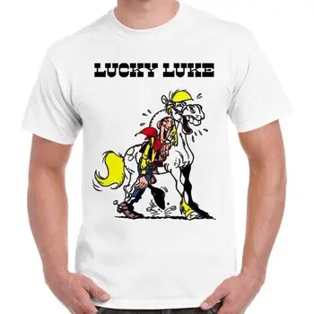 Texas Cowboys Lucky Luke Винтажный постер фильма с комиксами Ретро футболка 1529