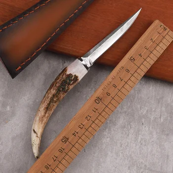 Зажимной фиксированный нож из дамасской стали VG10 Портативный инструмент для нарезки фруктов и чая на открытом воздухе и в быту