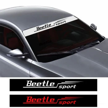 Наклейки на лобовое стекло переднего солнцезащитного козырька автомобиля для виниловой пленки с логотипом VW Beetle, спортивные наклейки на ветровое стекло, Аксессуары для укладки заднего стекла