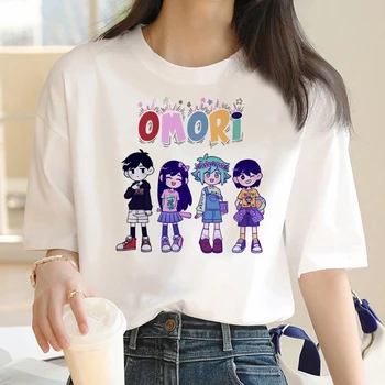 Футболки Omori, женская футболка с забавным рисунком аниме, японская одежда для девочек