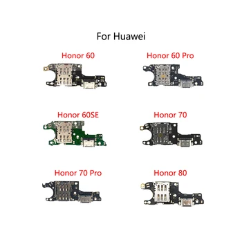 Док-станция для зарядки USB, разъем для подключения SIM-карты, гибкий кабель для модуля платы зарядки Huawei Honor 60 Pro 60SE 70 80