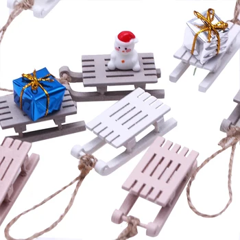 1шт 1:12 Кукольный домик Миниатюрная деревянная модель саней Рождественский подарок-подвеска для рукоделия Детские игрушки для ролевых игр