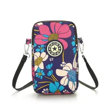 2024 Женская Маленькая сумка для рук, водонепроницаемая нейлоновая сумка-мессенджер с цветочным принтом, сумки для бега, сумки для телефонов, женская дорожная сумка через плечо