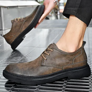 Мужская повседневная обувь, мужские кроссовки для отдыха, натуральная кожа, Легкая уличная удобная обувь для ходьбы, Обувь на плоской подошве, Обувь для модного шитья
