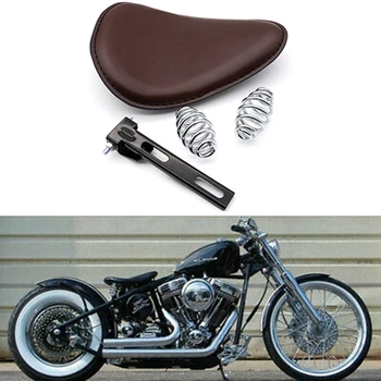 Сиденье мотоцикла, Винтажный кожаный чехол для сиденья Solo, 3-дюймовый пружинный Поворотный кронштейн, Сиденье для Bobber Chopper Honda Custom