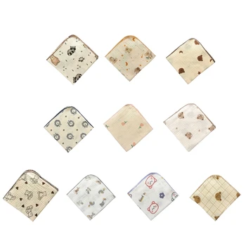 Хлопчатобумажное полотенце для лица, Мультяшная детская Муслиновая ткань для отрыжки, 4-слойное Квадратное полотенце для новорожденных, Маленький Носовой платок, Детская Мочалка