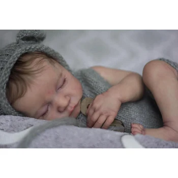 18-дюймовая Кукла Levi для новорожденного Младенца во все тело, Возрожденная Спящая, Гибкий 3D Оттенок кожи с видимыми венами, кукла для волос у корней рук