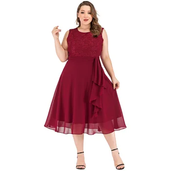 Короткое вечернее платье большого размера бордового цвета трапециевидной формы, шифоновые кружевные свадебные платья Robe De Soiree Оптом