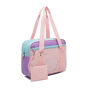 Японская стильная розовая униформа, школьные сумки через плечо для женщин и девочек, Холщовые повседневные сумки для багажа большой емкости, сумки-тотализаторы