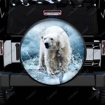 Белое животное, милый Белый медведь, чехол для запасного колеса автомобиля, Водонепроницаемое украшение для колес, Защита для грузовика, внедорожника, прицепа для кемпинга, 14-17 дюймов