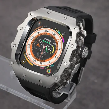 Комплект Модификации Для Apple Watch Ultra 2 49 мм Прозрачная Рамка Из Нержавеющей Стали Металлический Корпус Для Iwatch 9 8 7 6 5 4 SE 45 мм 44 мм